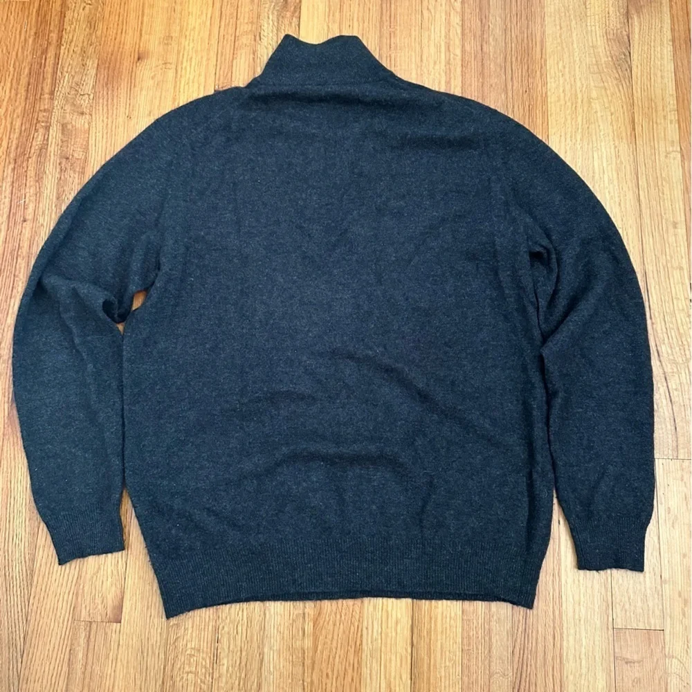 Club Room Cashmere Sweater  Mens Gray Stretch Mock Neck 1/4 Zip(O)